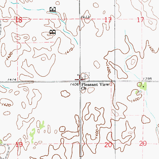 Topographic Map of Pleasant View Church, OK