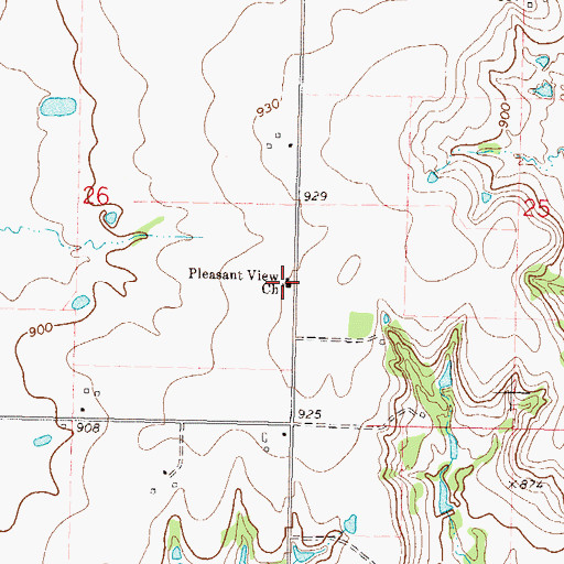 Topographic Map of Pleasant View Church, OK