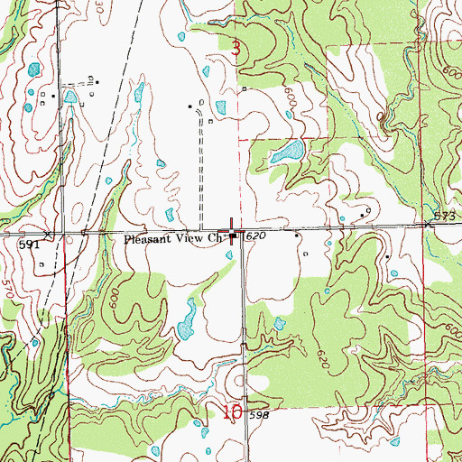 Topographic Map of Pleasant View Church, OK
