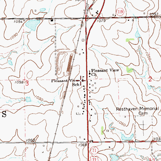 Topographic Map of Pleasant View School, OK