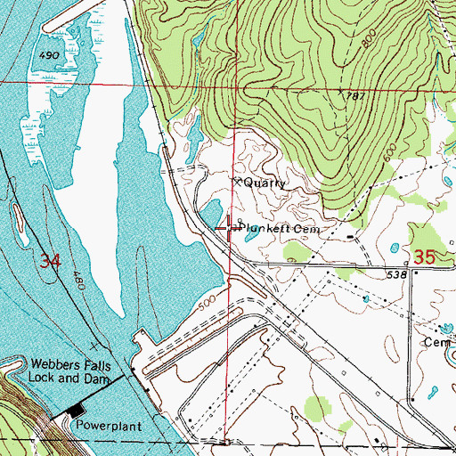 Topographic Map of Plunkett Cemetery, OK