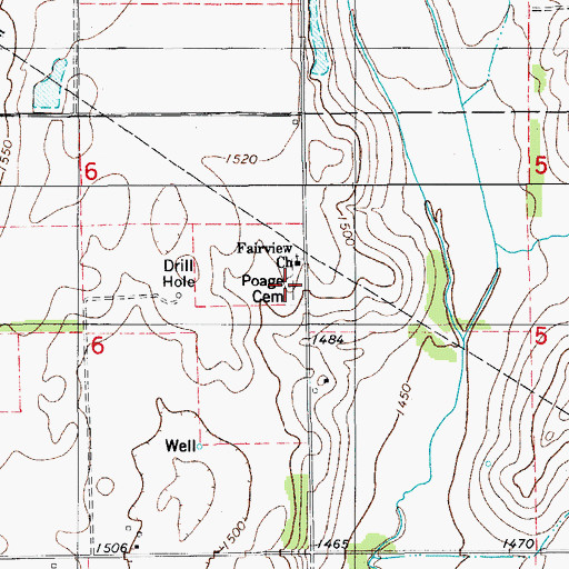 Topographic Map of Poage Cemetery, OK