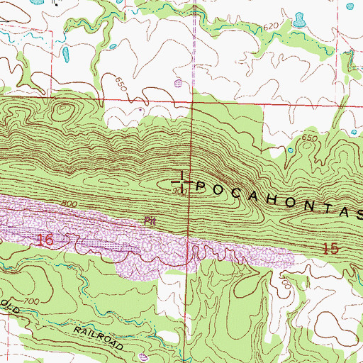 Topographic Map of Pocahontas Mountain, OK