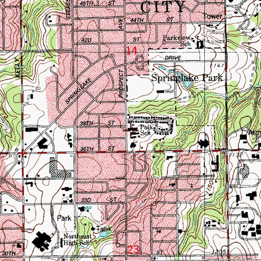 Topographic Map of Polk School, OK