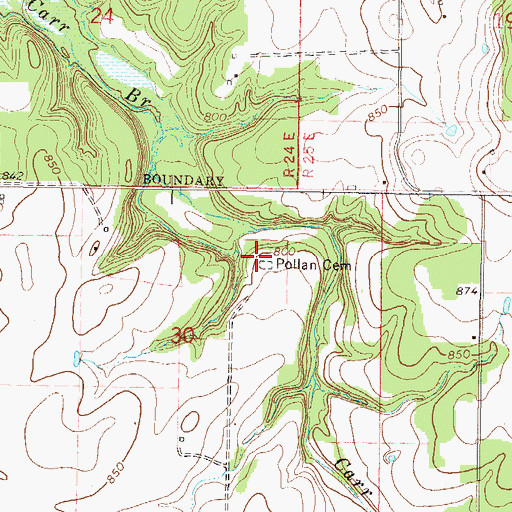 Topographic Map of Pollan Cemetery, OK