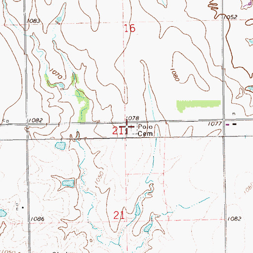 Topographic Map of Polo Cemetery, OK