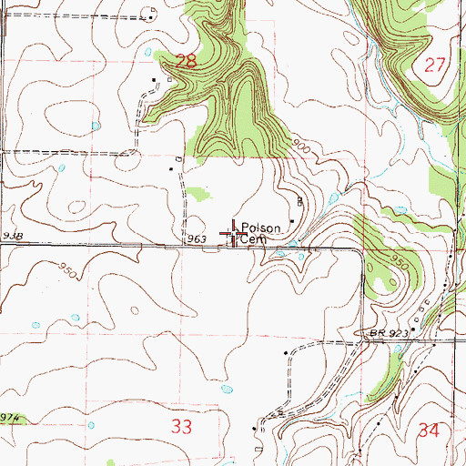 Topographic Map of Polson Cemetery, OK