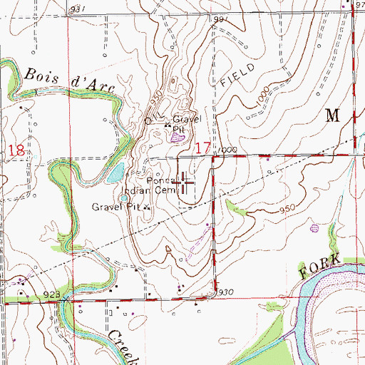 Topographic Map of Ponca Indian Cemetery, OK