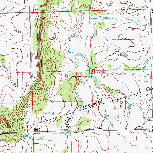 Topographic Map of Pond Creek, OK