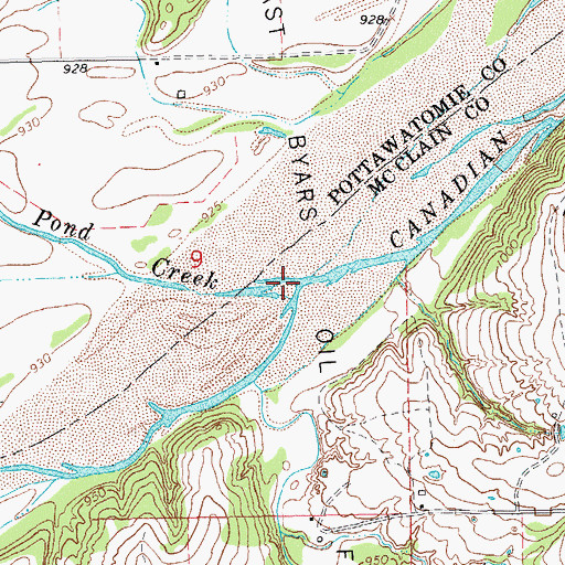 Topographic Map of Pond Creek, OK