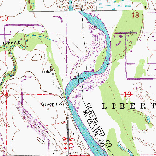 Topographic Map of Pond Creek, OK