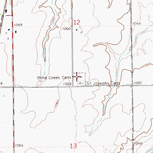 Topographic Map of Pond Creek Cemetery, OK