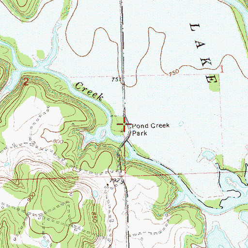 Topographic Map of Pond Creek Park, OK