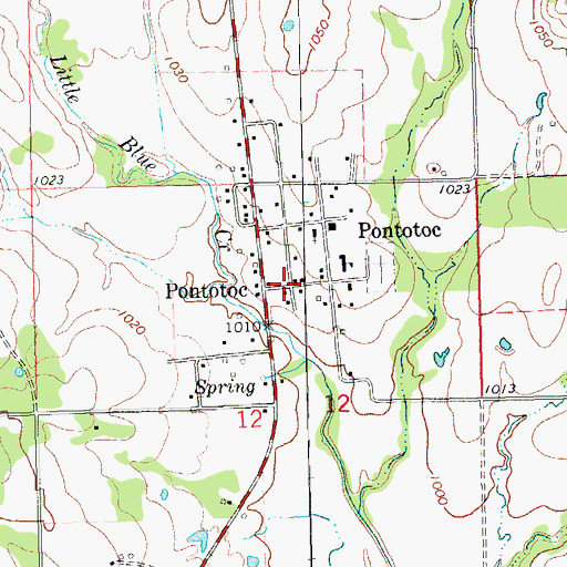 Topographic Map of Pontotoc, OK