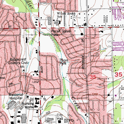 Topographic Map of Poore Park, OK