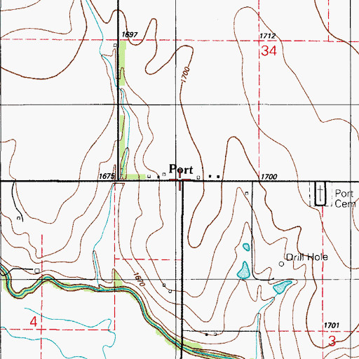 Topographic Map of Port, OK