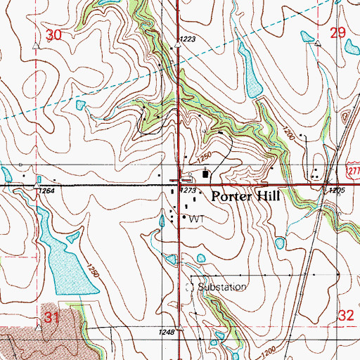 Topographic Map of Porter Hill, OK