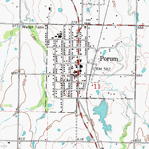 Topographic Map of Porum, OK