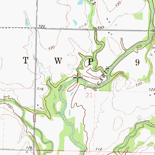 Topographic Map of Possum Branch, OK