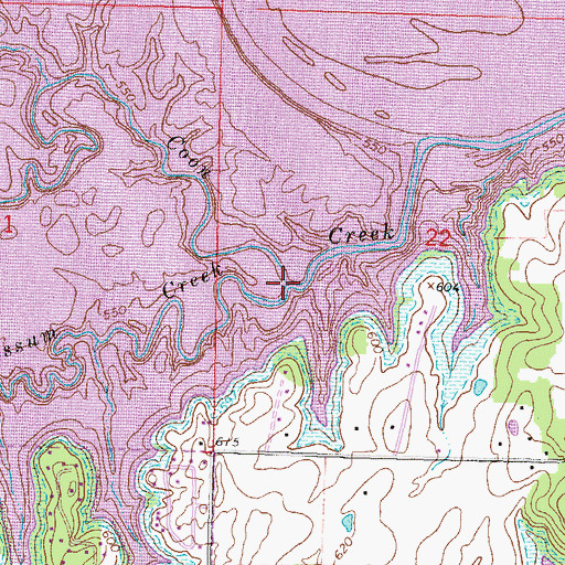 Topographic Map of Possum Creek, OK
