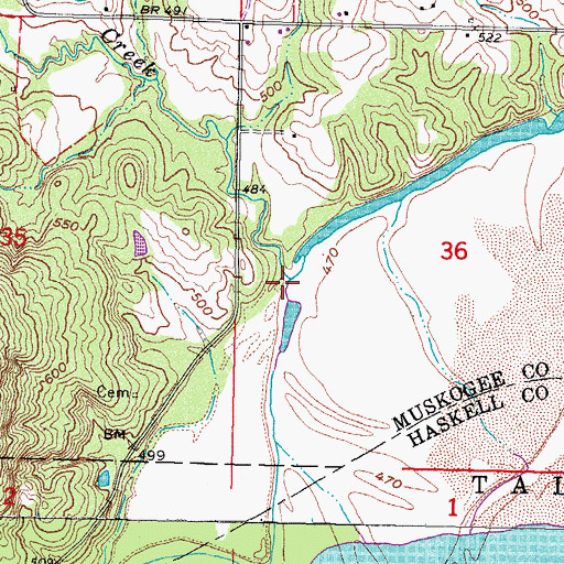 Topographic Map of Possum Hollow Creek, OK