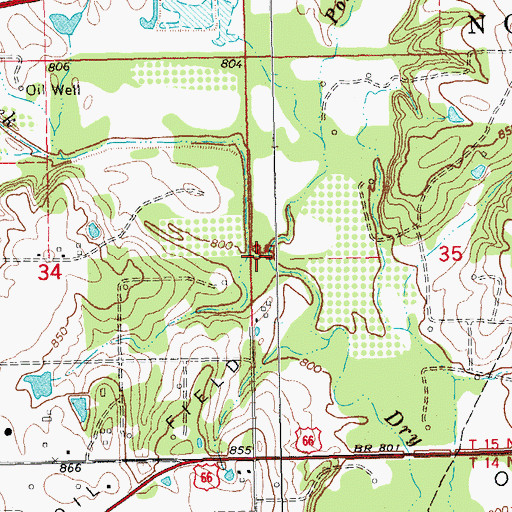 Topographic Map of Possum Trot Creek, OK
