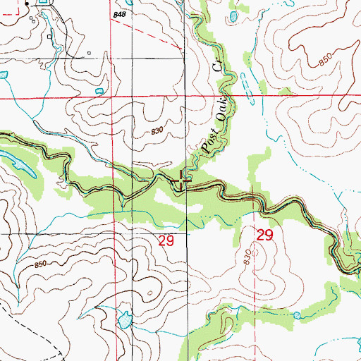 Topographic Map of Post Oak Creek, OK