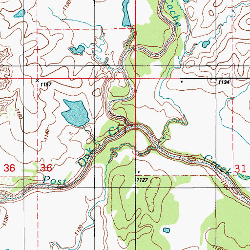 Topographic Map of Post Oak Creek, OK