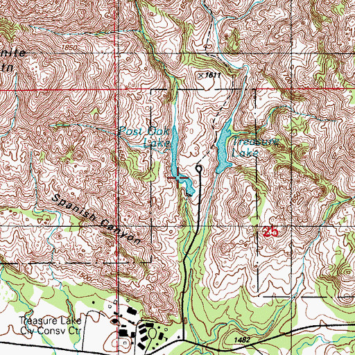 Topographic Map of Post Oak Lake, OK