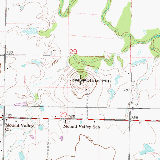 Topographic Map of Potato Hill, OK