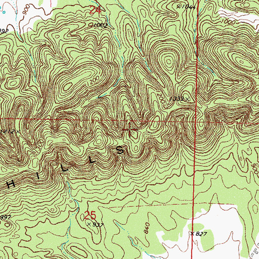 Topographic Map of Potato Hills, OK