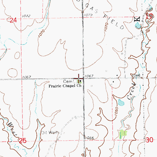 Topographic Map of Prairie Chapel Church, OK