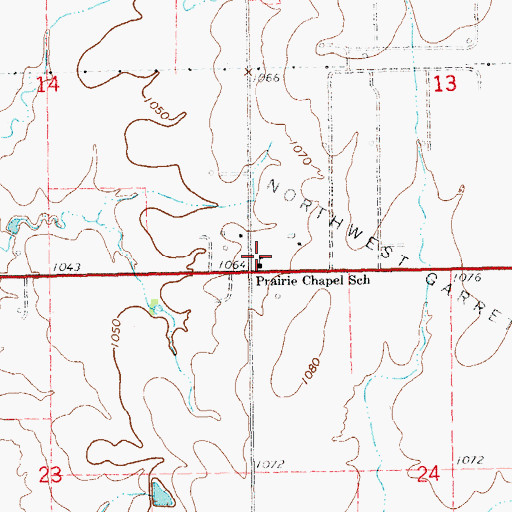 Topographic Map of Prairie Chapel School, OK