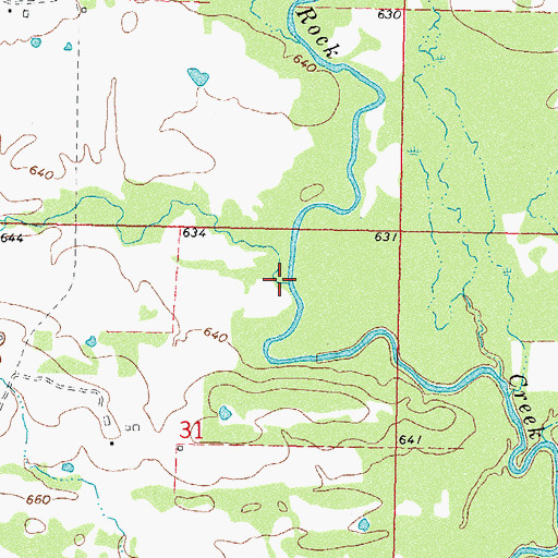 Topographic Map of Prairie Creek, OK