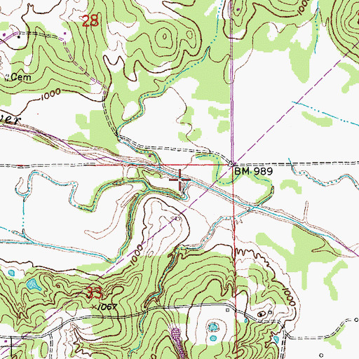 Topographic Map of Prairie Creek, OK