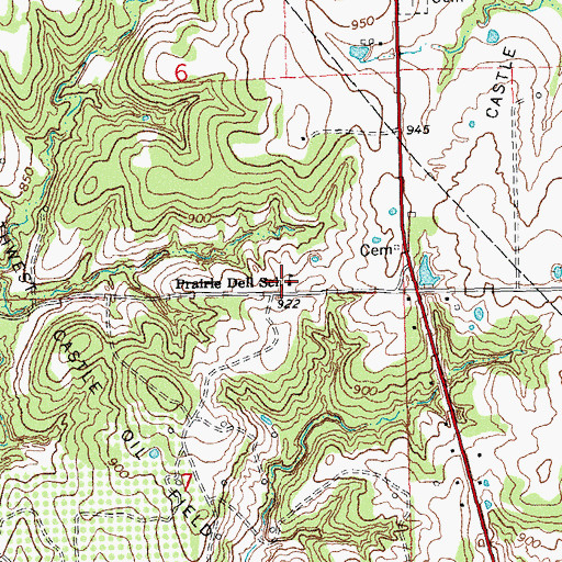 Topographic Map of Prairie Dell School, OK