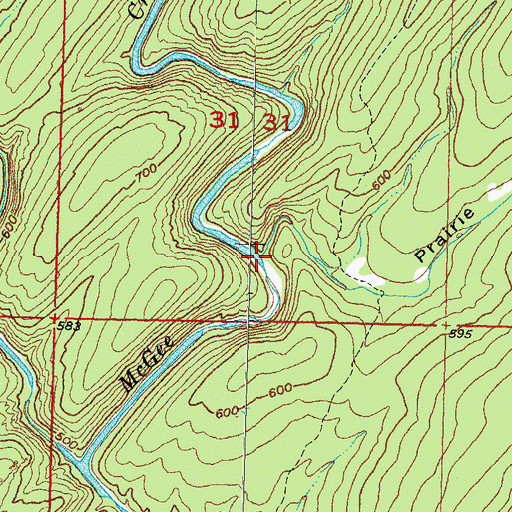 Topographic Map of Prairie Hollow, OK