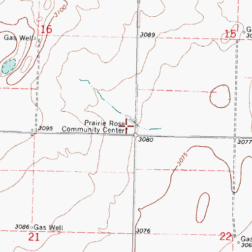Topographic Map of Prairie Rose Community Center, OK