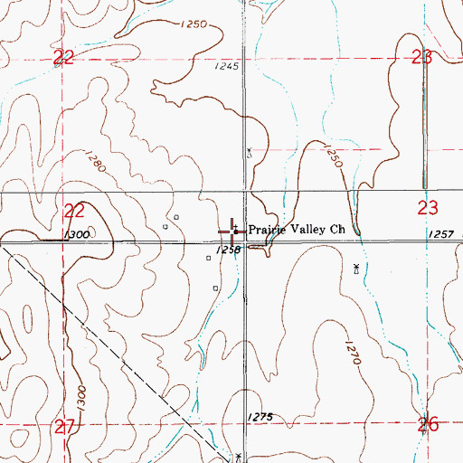 Topographic Map of Prairie Valley Church, OK