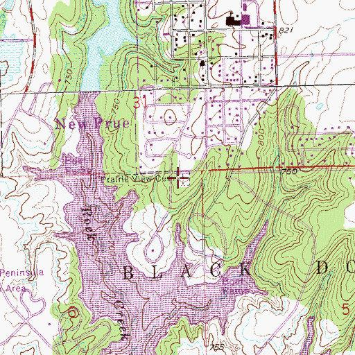 Topographic Map of Prairie View Cemetery, OK