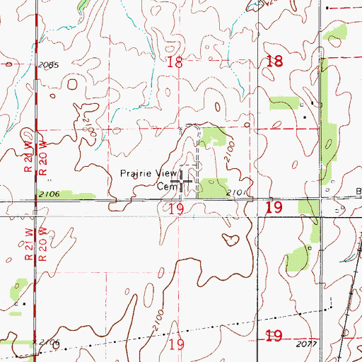 Topographic Map of Prairie View Cemetery, OK