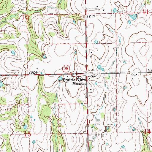 Topographic Map of Prairie View Mission, OK
