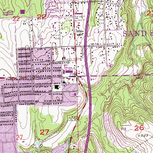 Topographic Map of Prattville, OK