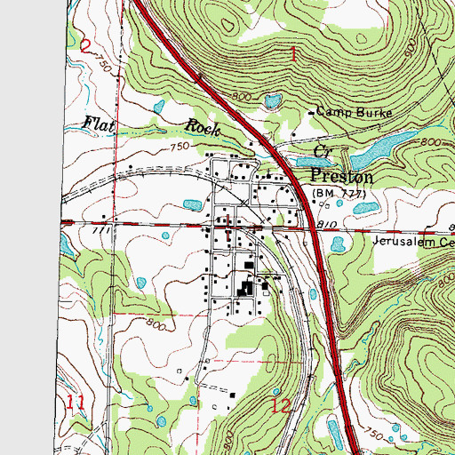 Topographic Map of Preston, OK