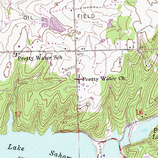 Topographic Map of Pretty Water Church, OK