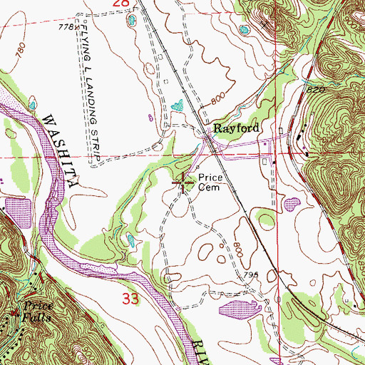 Topographic Map of Price Cemetery, OK