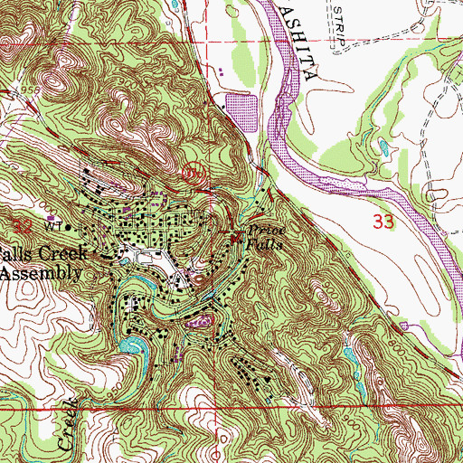 Topographic Map of Price Falls, OK