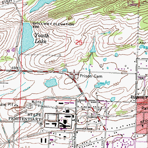 Topographic Map of Prison Cemetery, OK