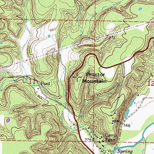 Topographic Map of Proctor Mountain, OK