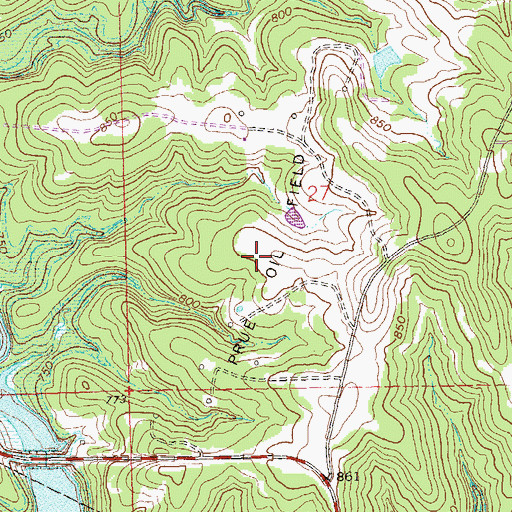 Topographic Map of Prue Oil Field, OK
